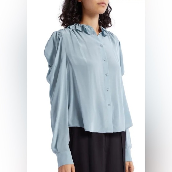 NWT $450 Ulla Johnson Dara Ruffle Neck Silk Blouse - Picture 4 of 7